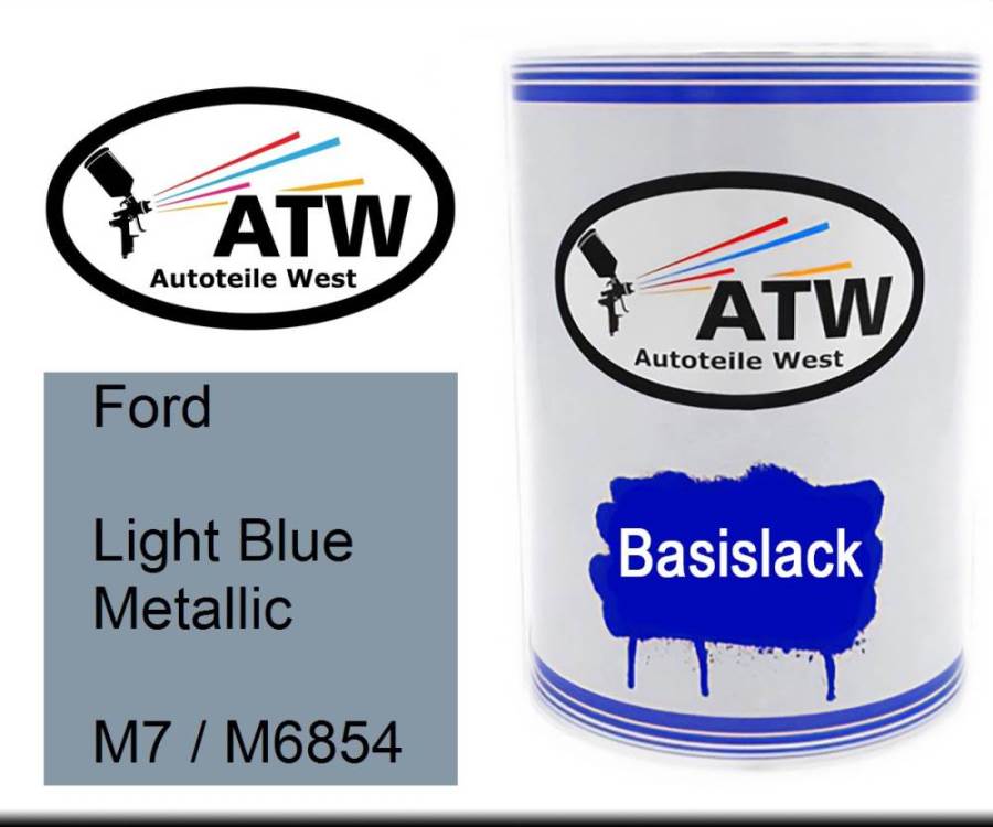 Ford, Light Blue Metallic, M7 / M6854: 500ml Lackdose, von ATW Autoteile West.